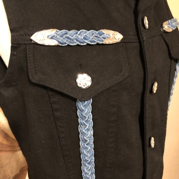 Sz S Watch LA Vintage 90’s Black Denim Vest - Picture 6 of 16